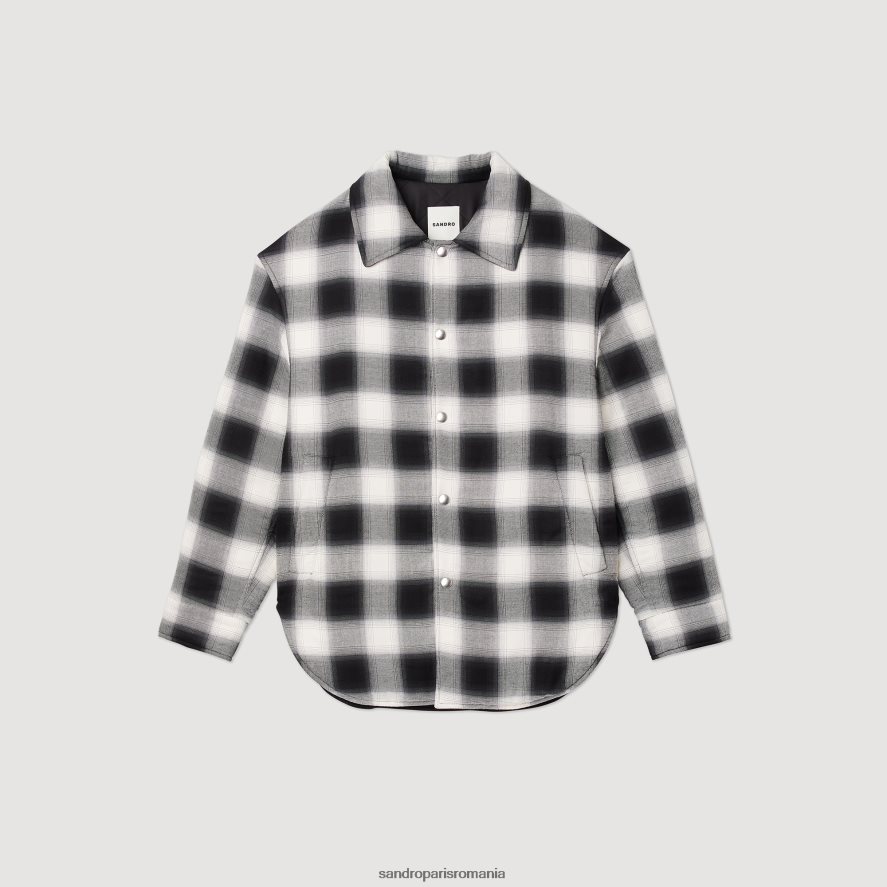 geacă matlasată în carouri bărbați alb negru Sandro Paris îmbrăcăminte X8Z4NH829