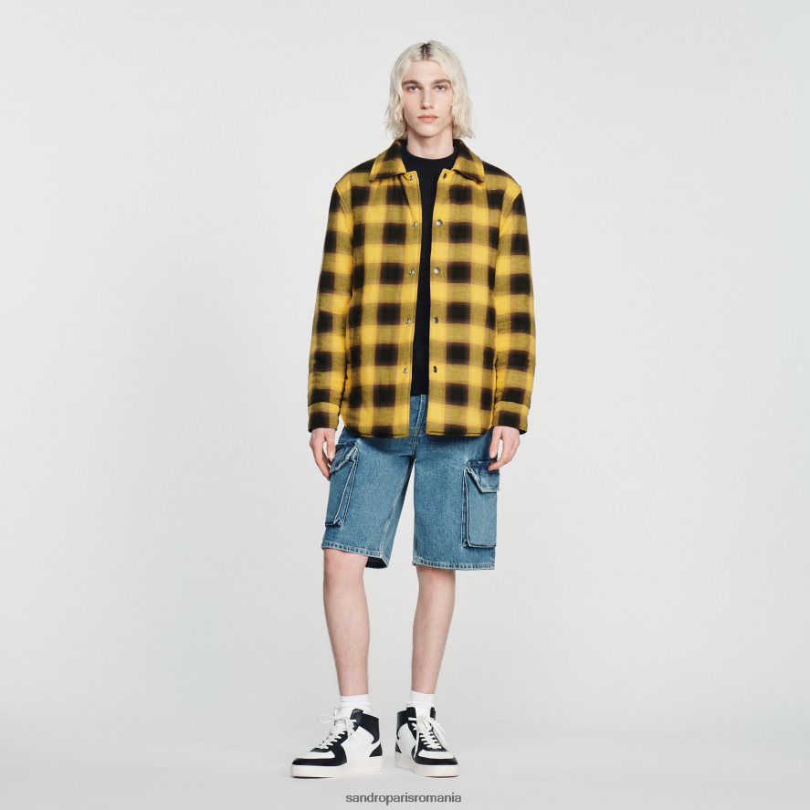 geacă matlasată în carouri bărbați galben Sandro Paris îmbrăcăminte X8Z4NH828