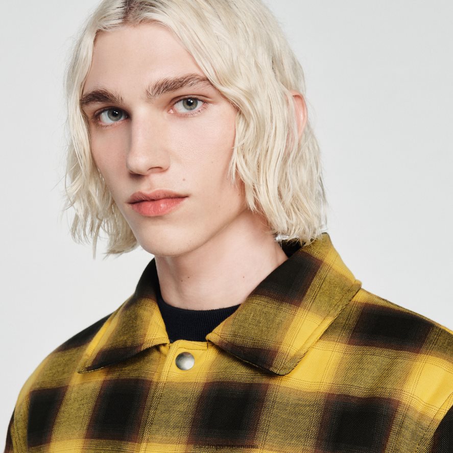 geacă matlasată în carouri bărbați galben Sandro Paris îmbrăcăminte X8Z4NH828