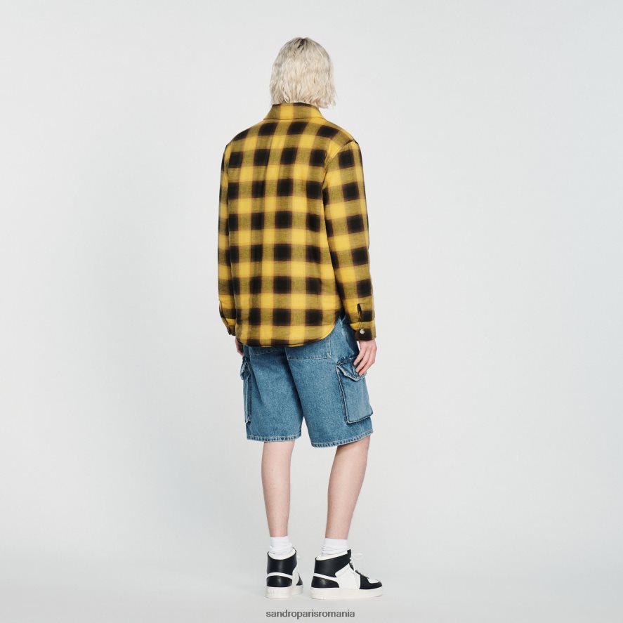 geacă matlasată în carouri bărbați galben Sandro Paris îmbrăcăminte X8Z4NH828