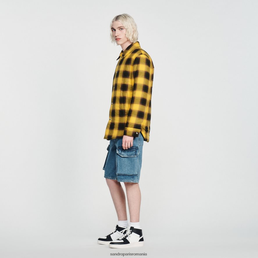 geacă matlasată în carouri bărbați galben Sandro Paris îmbrăcăminte X8Z4NH828