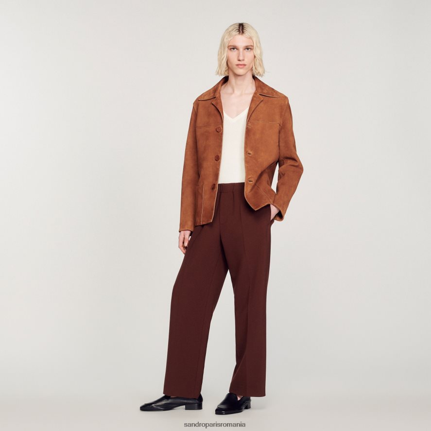 geaca de piele intoarsa bărbați maro Sandro Paris îmbrăcăminte X8Z4NH749