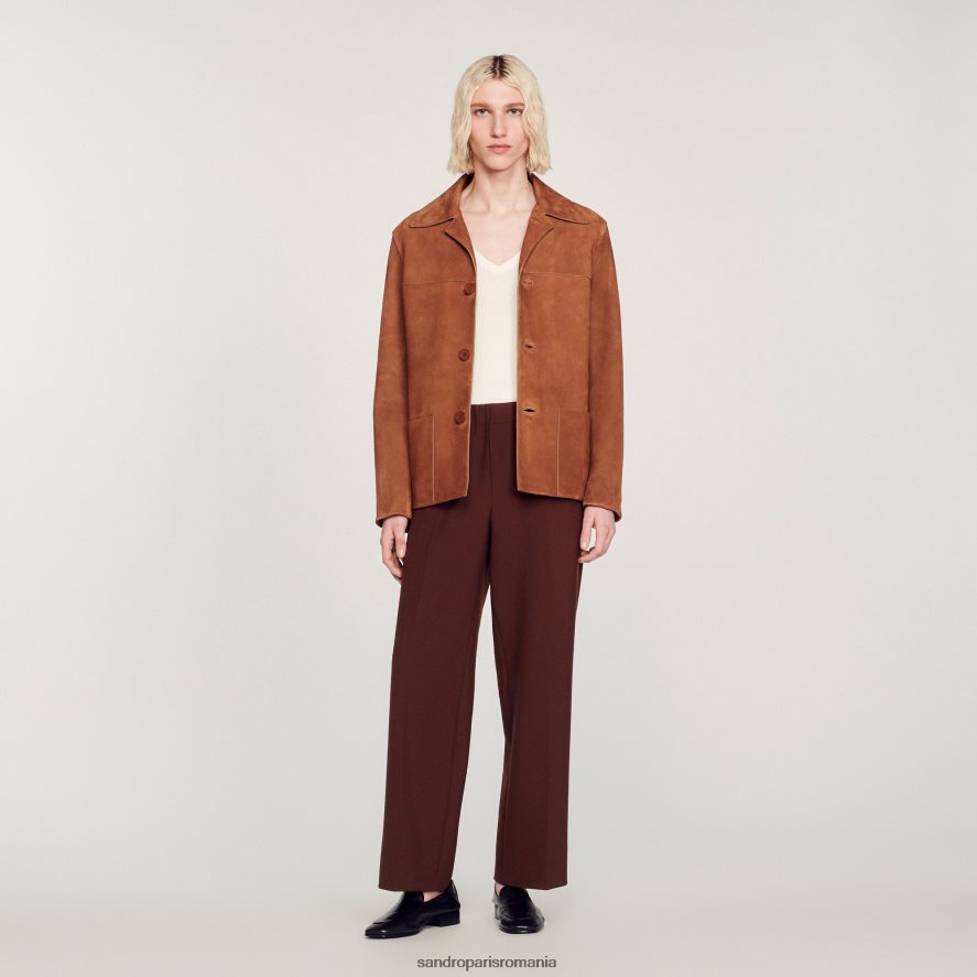 geaca de piele intoarsa bărbați maro Sandro Paris îmbrăcăminte X8Z4NH749