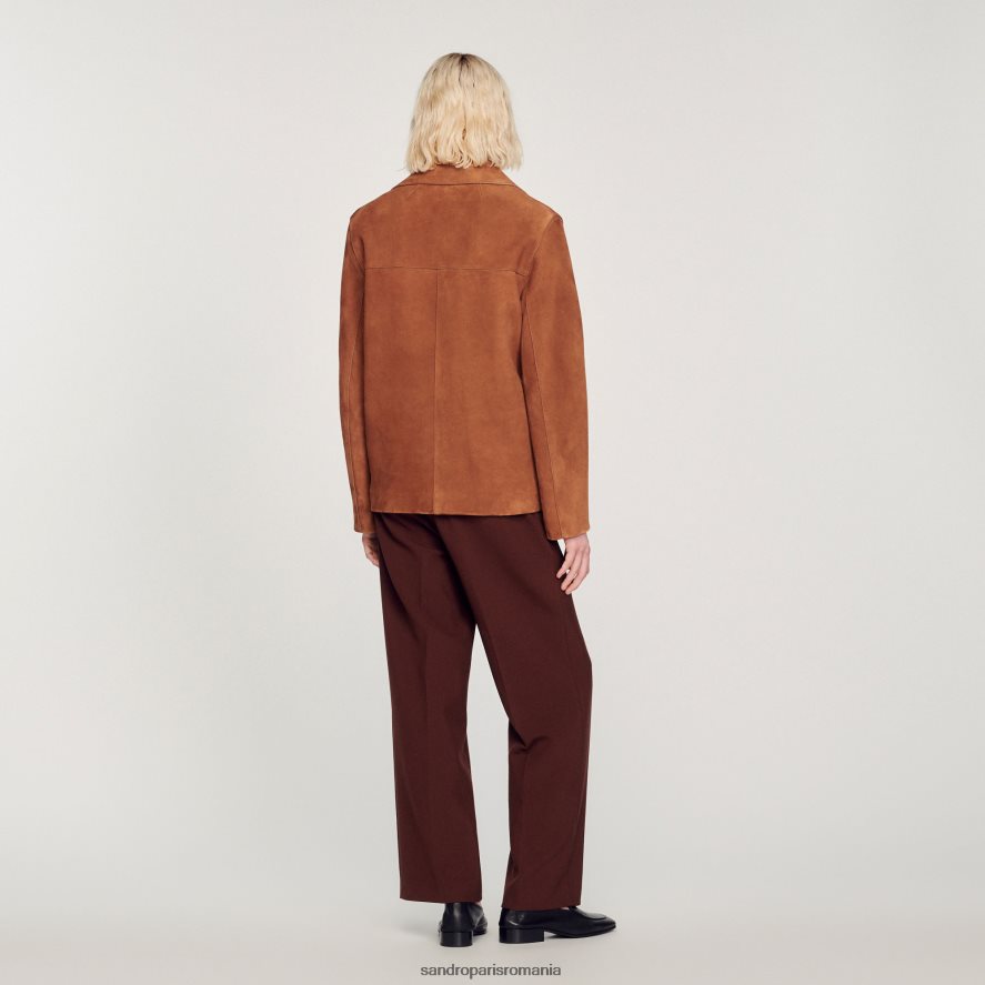 geaca de piele intoarsa bărbați maro Sandro Paris îmbrăcăminte X8Z4NH749