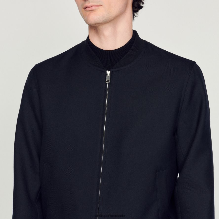 geaca de varsity de lana bărbați albastru marin Sandro Paris îmbrăcăminte X8Z4NH608