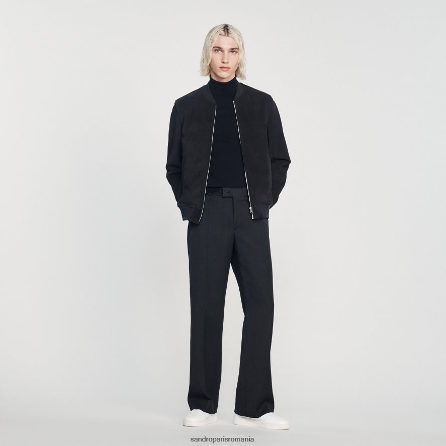 geaca din piele intoarsa bărbați albastru marin Sandro Paris îmbrăcăminte X8Z4NH622