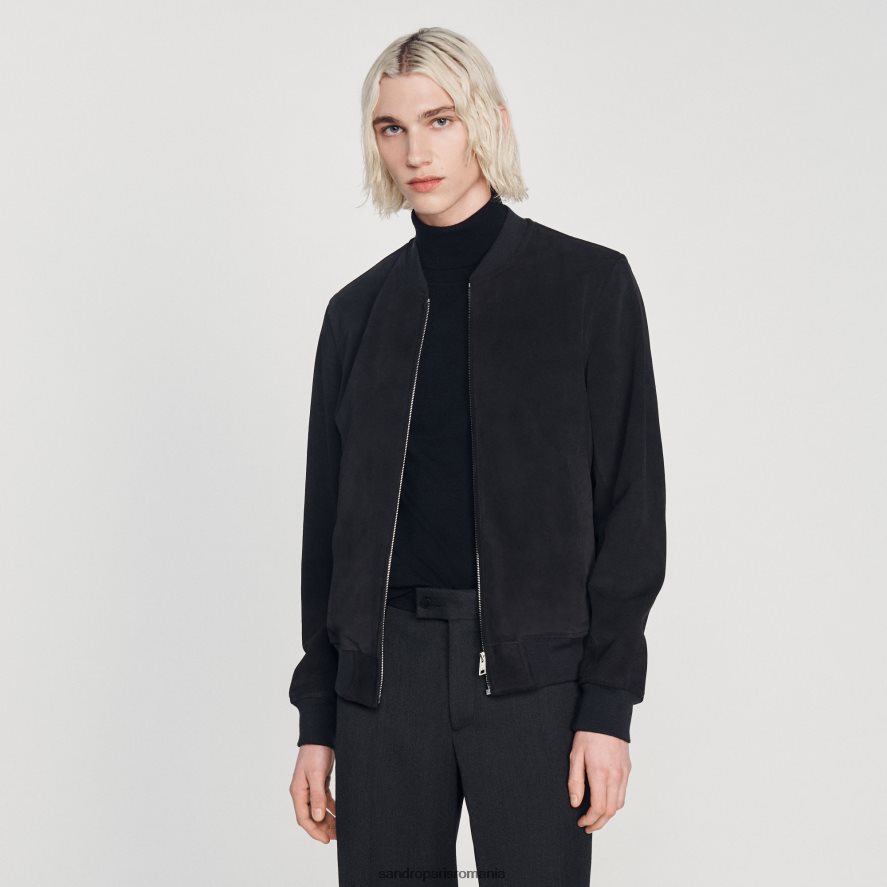 geaca din piele intoarsa bărbați albastru marin Sandro Paris îmbrăcăminte X8Z4NH622