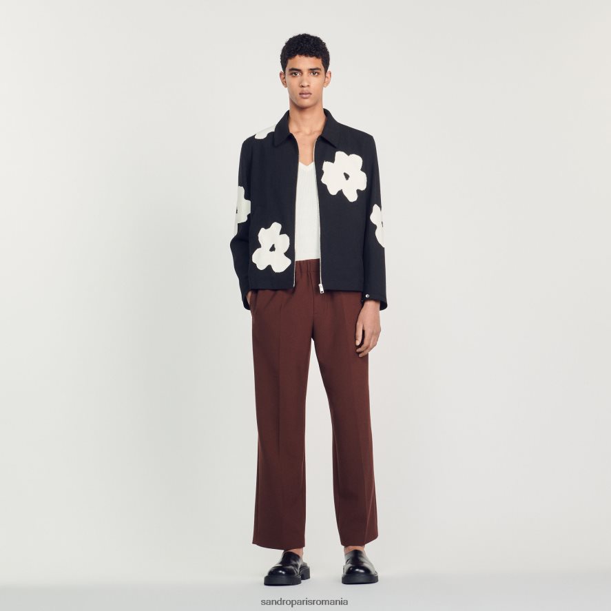 jachetă cu motive florale bărbați negru Sandro Paris îmbrăcăminte X8Z4NH683