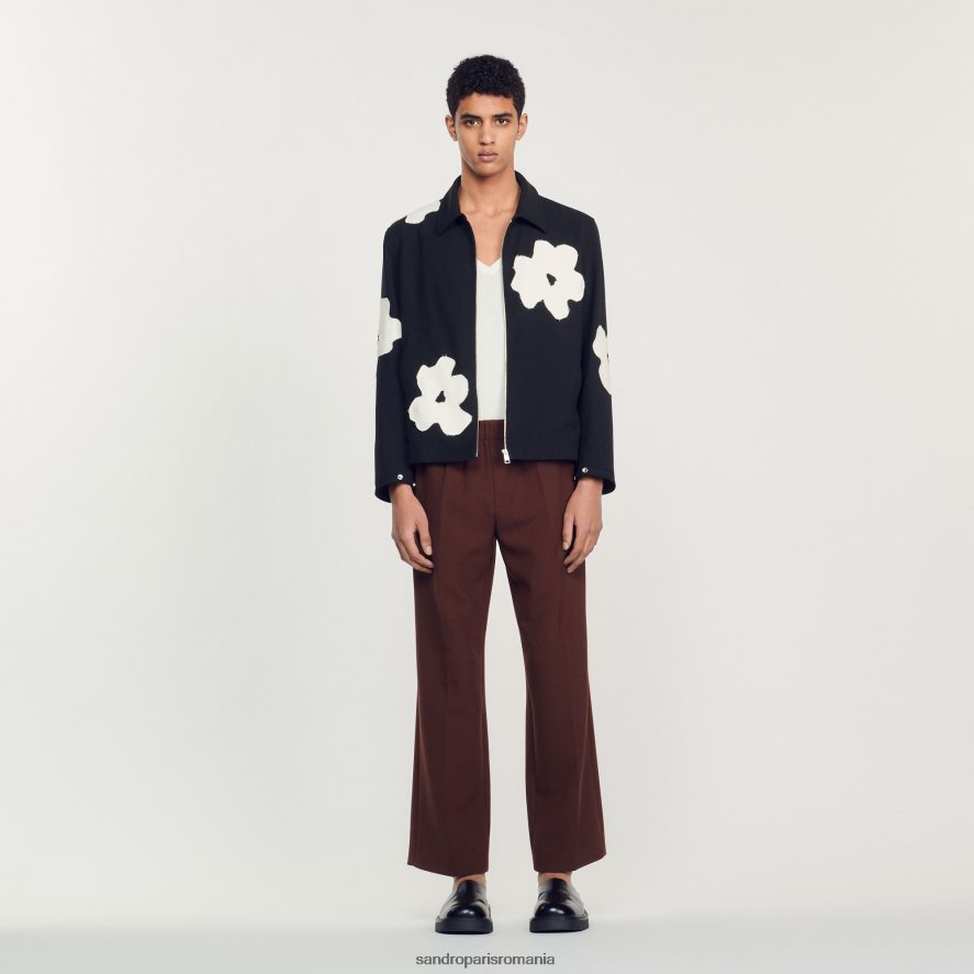 jachetă cu motive florale bărbați negru Sandro Paris îmbrăcăminte X8Z4NH683