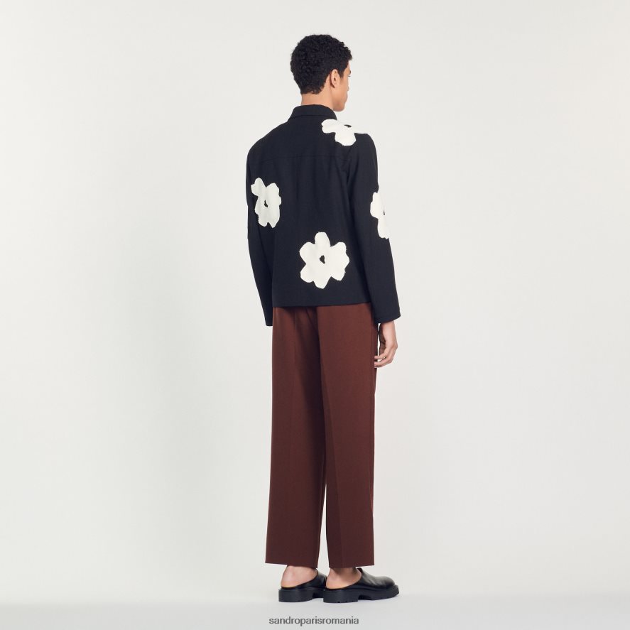 jachetă cu motive florale bărbați negru Sandro Paris îmbrăcăminte X8Z4NH683