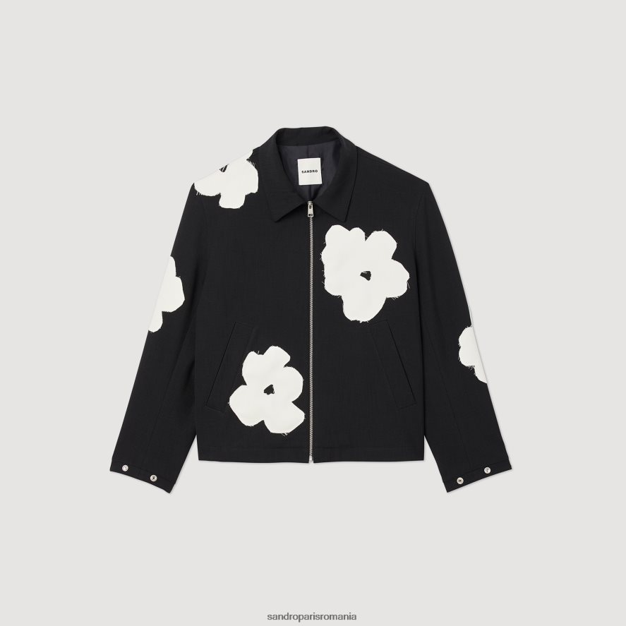 jachetă cu motive florale bărbați negru Sandro Paris îmbrăcăminte X8Z4NH683