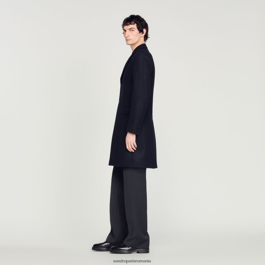 haină de lână bărbați albastru marin Sandro Paris îmbrăcăminte X8Z4NH606
