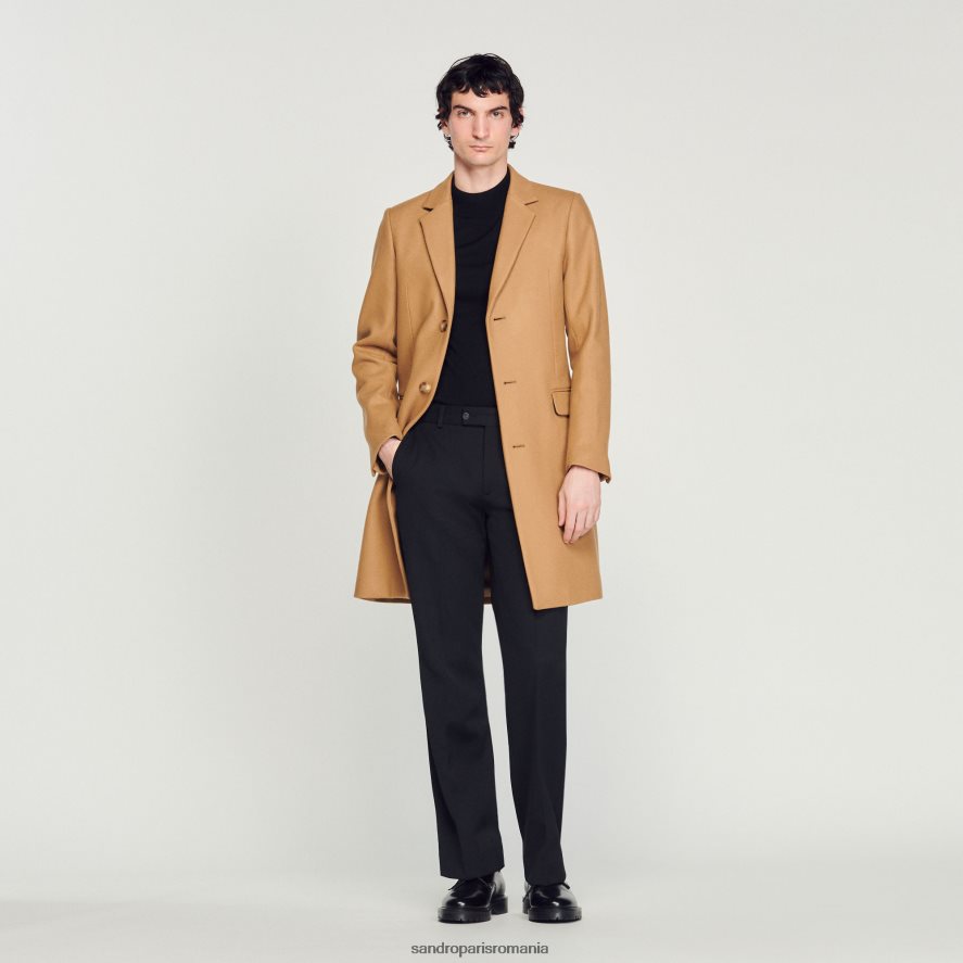 haină de lână bărbați bej Sandro Paris îmbrăcăminte X8Z4NH607