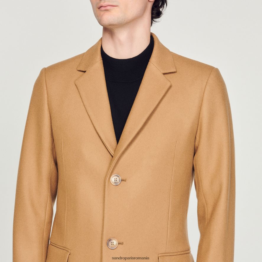 haină de lână bărbați bej Sandro Paris îmbrăcăminte X8Z4NH607