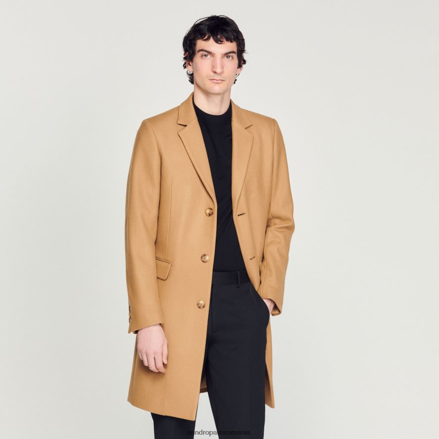 haină de lână bărbați bej Sandro Paris îmbrăcăminte X8Z4NH607