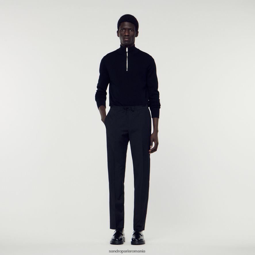 pantaloni cu talie elastica bărbați negru Sandro Paris îmbrăcăminte X8Z4NH656