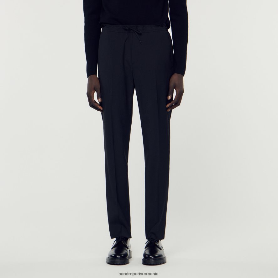 pantaloni cu talie elastica bărbați negru Sandro Paris îmbrăcăminte X8Z4NH656