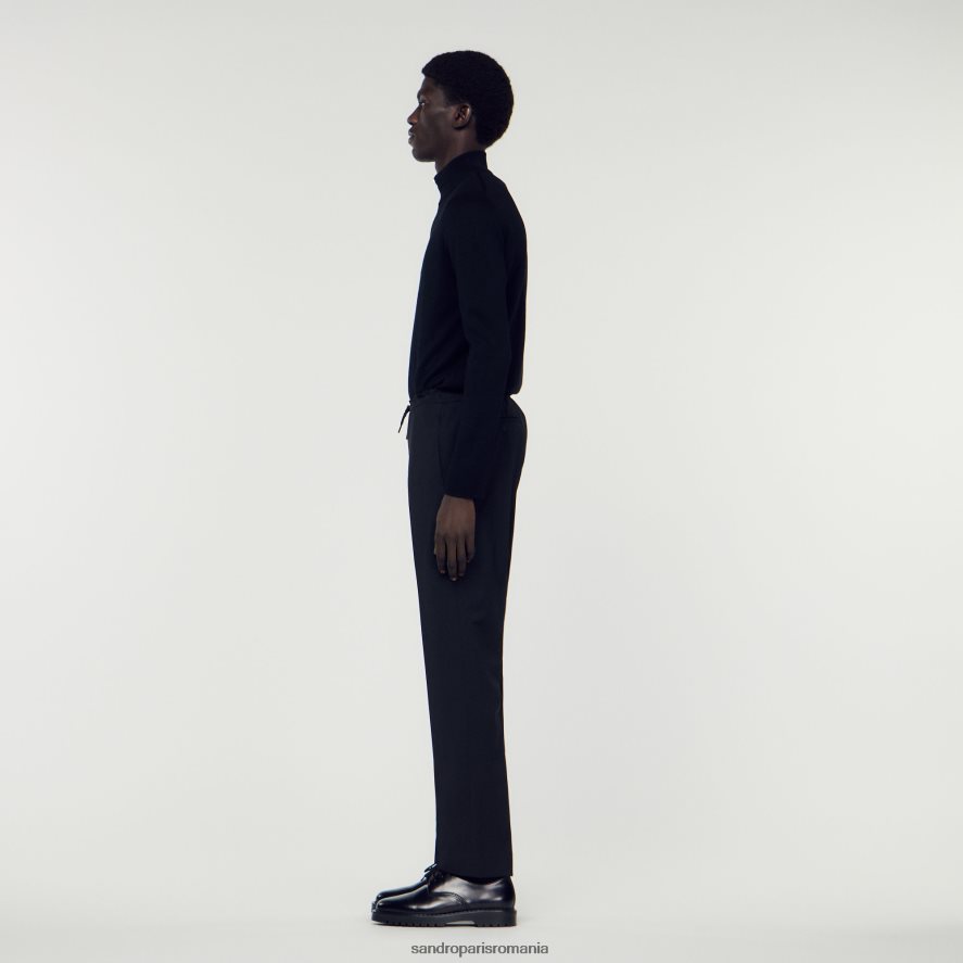 pantaloni cu talie elastica bărbați negru Sandro Paris îmbrăcăminte X8Z4NH656
