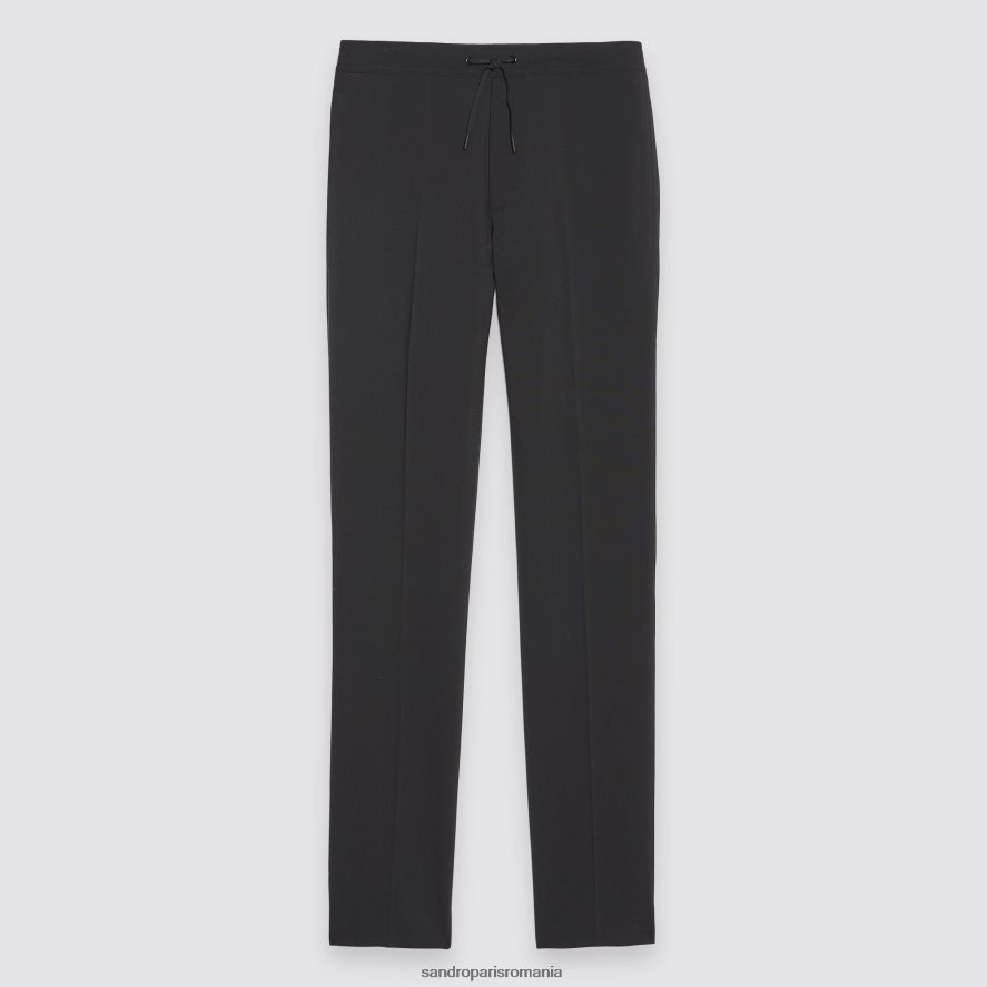 pantaloni cu talie elastica bărbați negru Sandro Paris îmbrăcăminte X8Z4NH656