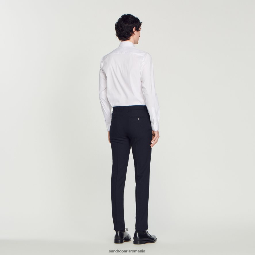 pantaloni de costum de lana bărbați albastru marin Sandro Paris îmbrăcăminte X8Z4NH617