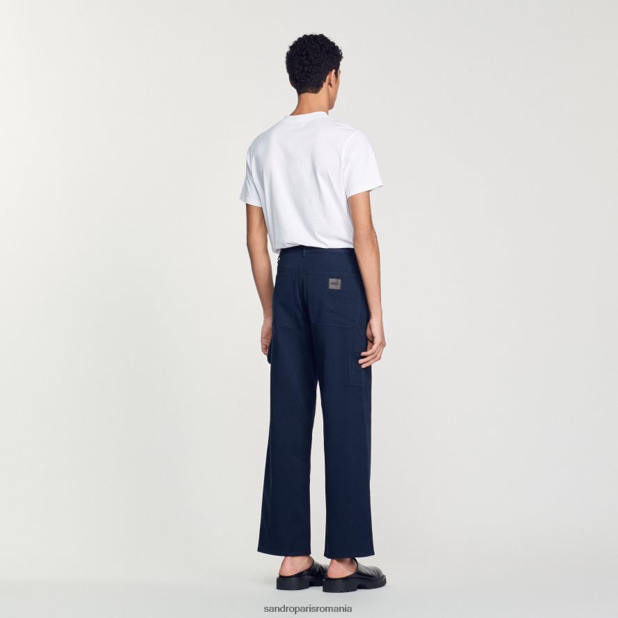 pantaloni de dulgher bărbați bleumarin inchis Sandro Paris îmbrăcăminte X8Z4NH815