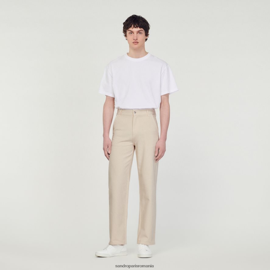pantaloni de dulgher bărbați ecru Sandro Paris îmbrăcăminte X8Z4NH760