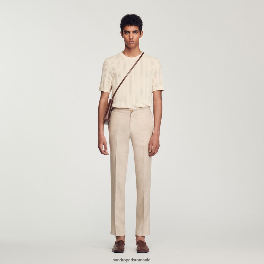 pantaloni de in bărbați bej Sandro Paris îmbrăcăminte X8Z4NH599