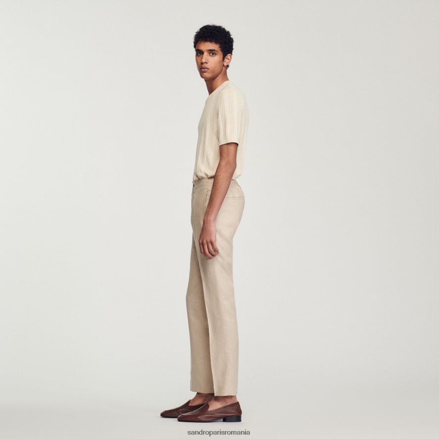 pantaloni de in bărbați bej Sandro Paris îmbrăcăminte X8Z4NH599