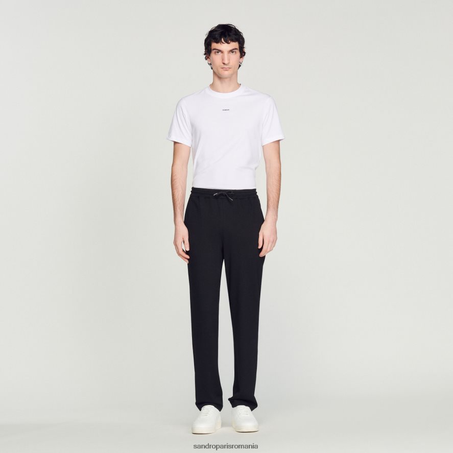 pantaloni de jogging din jerseu bărbați negru Sandro Paris îmbrăcăminte X8Z4NH646
