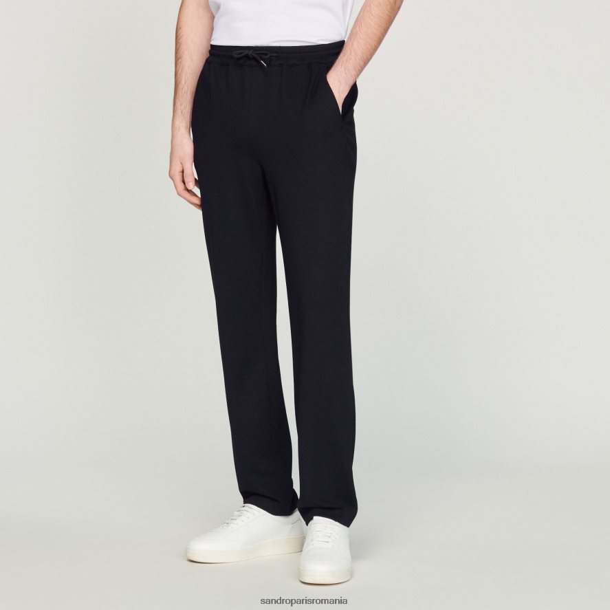 pantaloni de jogging din jerseu bărbați negru Sandro Paris îmbrăcăminte X8Z4NH646