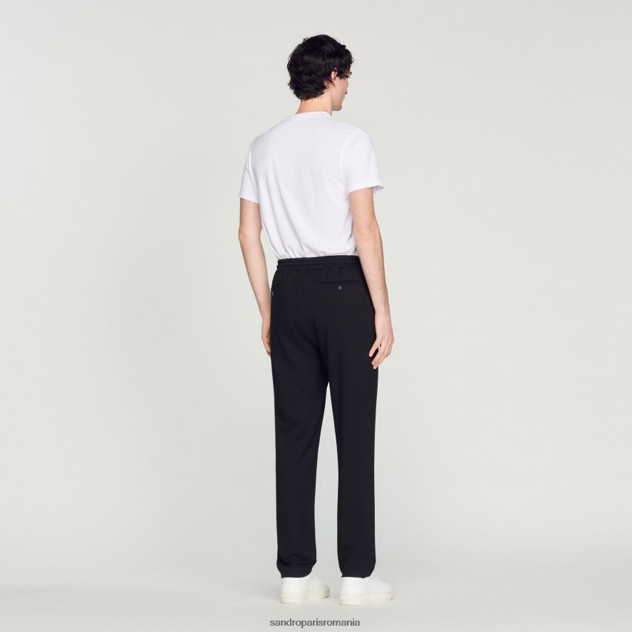 pantaloni de jogging din jerseu bărbați negru Sandro Paris îmbrăcăminte X8Z4NH646