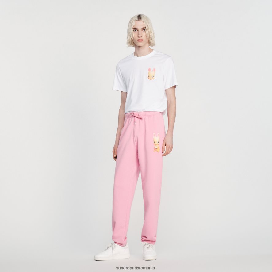 pantaloni de jogging iepurași bărbați roz Sandro Paris îmbrăcăminte X8Z4NH819