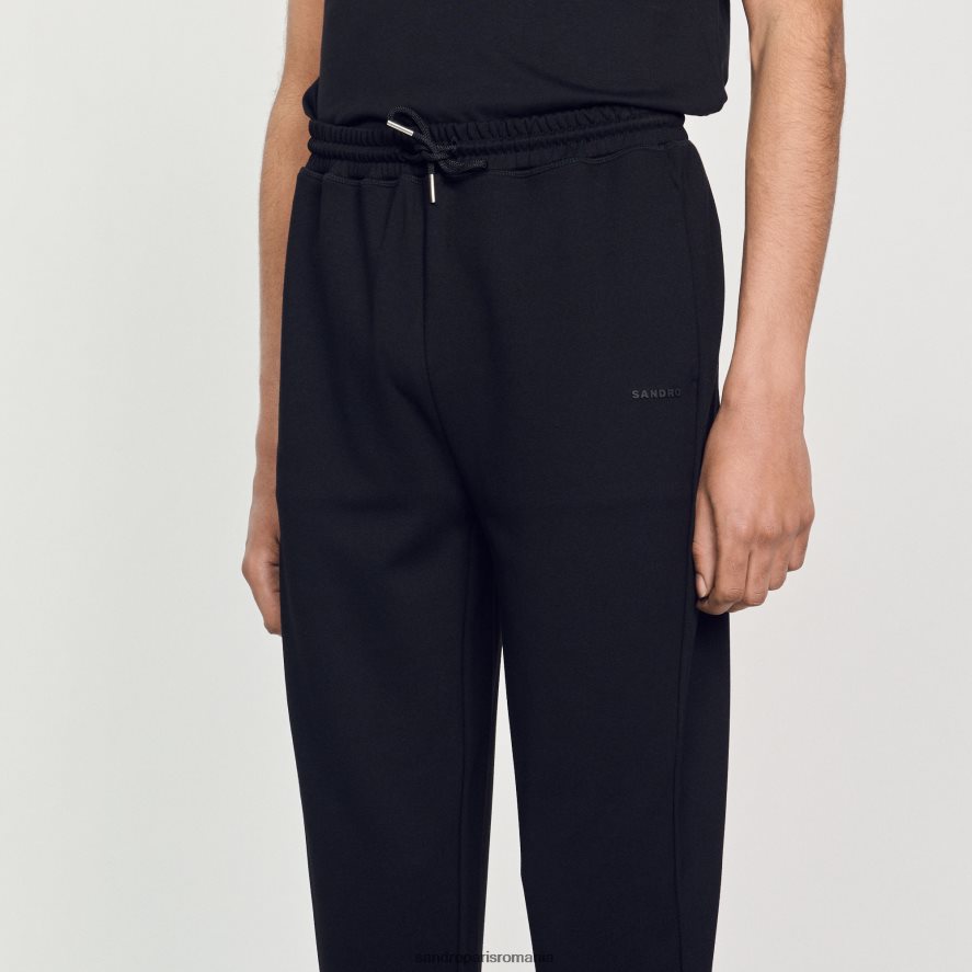 pantaloni de jogging tricotati bărbați negru Sandro Paris îmbrăcăminte X8Z4NH634