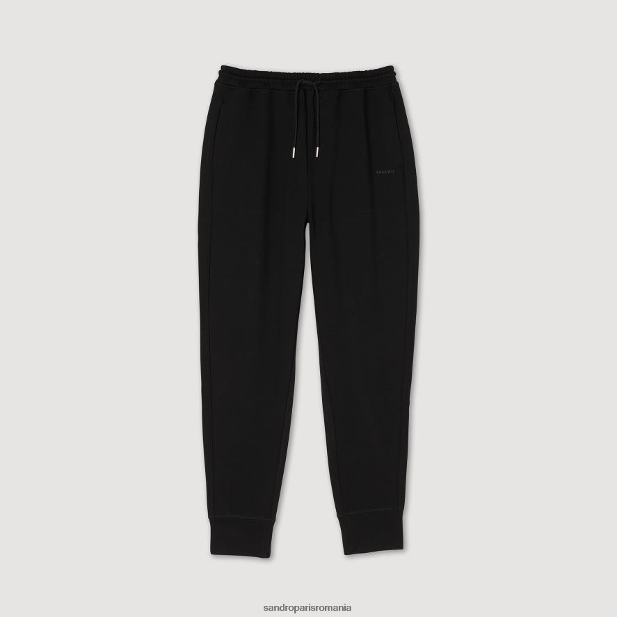 pantaloni de jogging tricotati bărbați negru Sandro Paris îmbrăcăminte X8Z4NH634