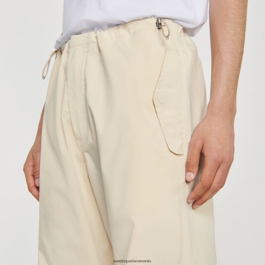 pantaloni de parașuta bărbați ecru Sandro Paris îmbrăcăminte X8Z4NH593