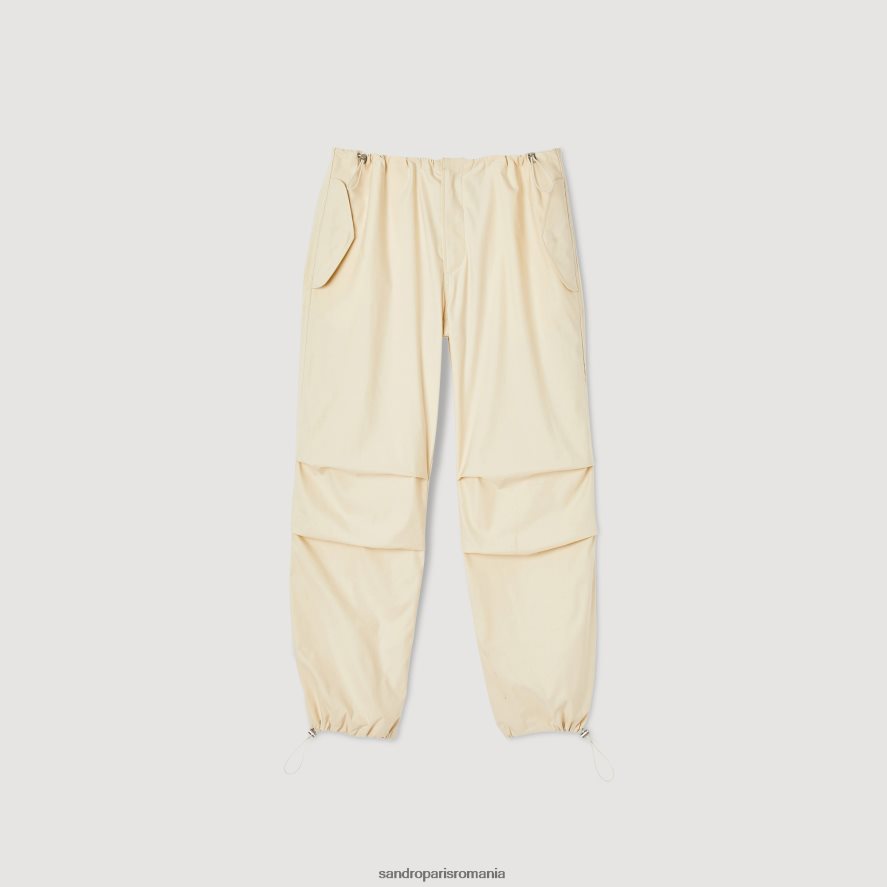 pantaloni de parașuta bărbați ecru Sandro Paris îmbrăcăminte X8Z4NH593
