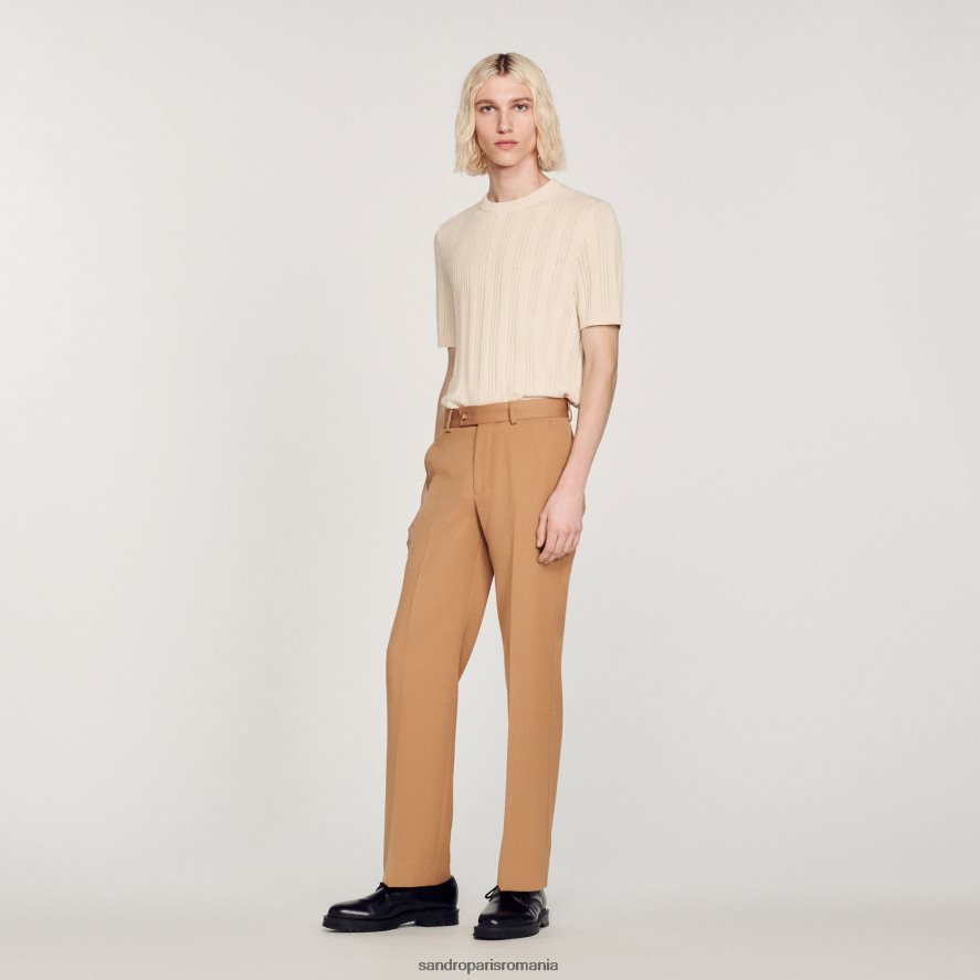 pantaloni din amestec de lână bărbați cămilă Sandro Paris îmbrăcăminte X8Z4NH603