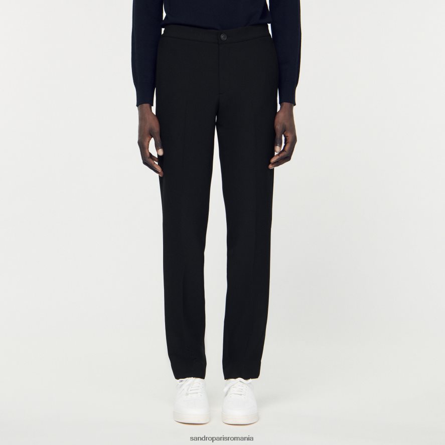 pantaloni din tricou bărbați negru Sandro Paris îmbrăcăminte X8Z4NH786