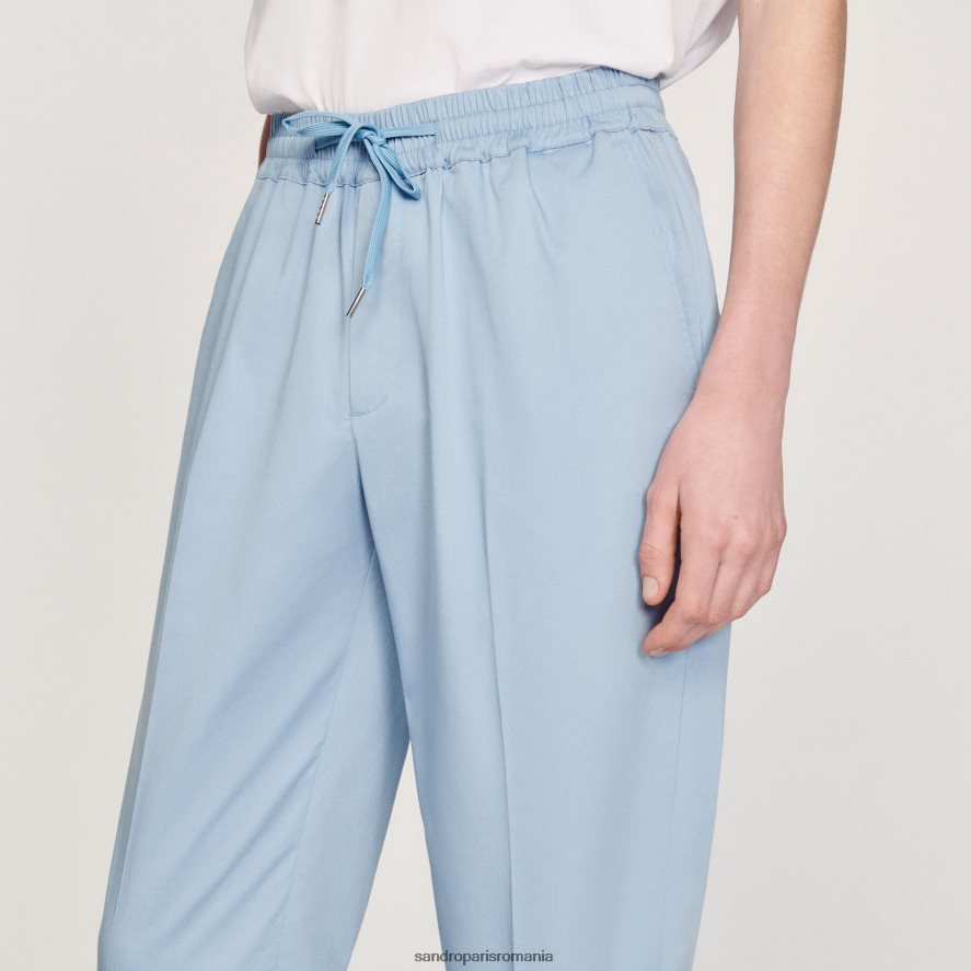 pantaloni drepti elastici bărbați albastru deschis Sandro Paris îmbrăcăminte X8Z4NH796