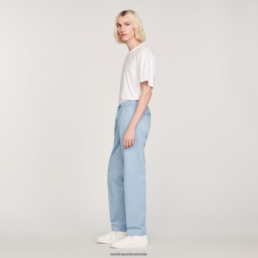 pantaloni drepti elastici bărbați albastru deschis Sandro Paris îmbrăcăminte X8Z4NH796