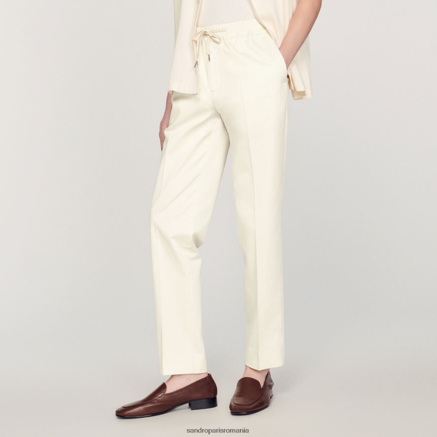 pantaloni drepti elastici bărbați ecru Sandro Paris îmbrăcăminte X8Z4NH777
