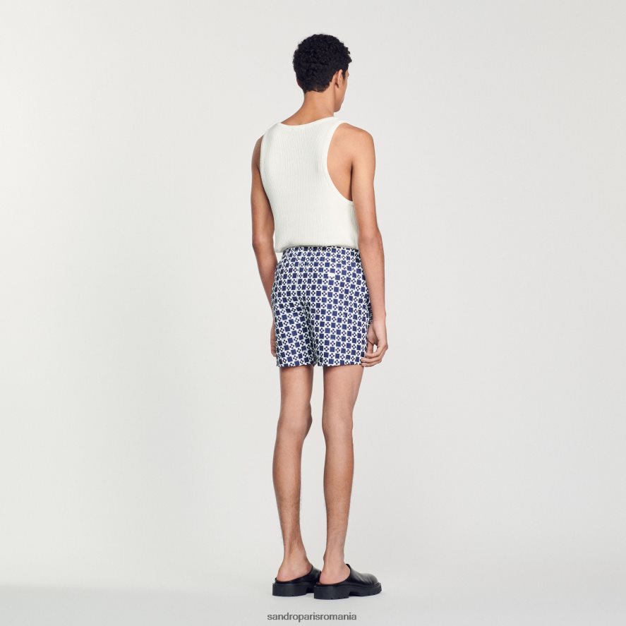 pantaloni scurți de baie cu cruce pătrată bărbați cruce pătrată bleumarin Sandro Paris îmbrăcăminte X8Z4NH587