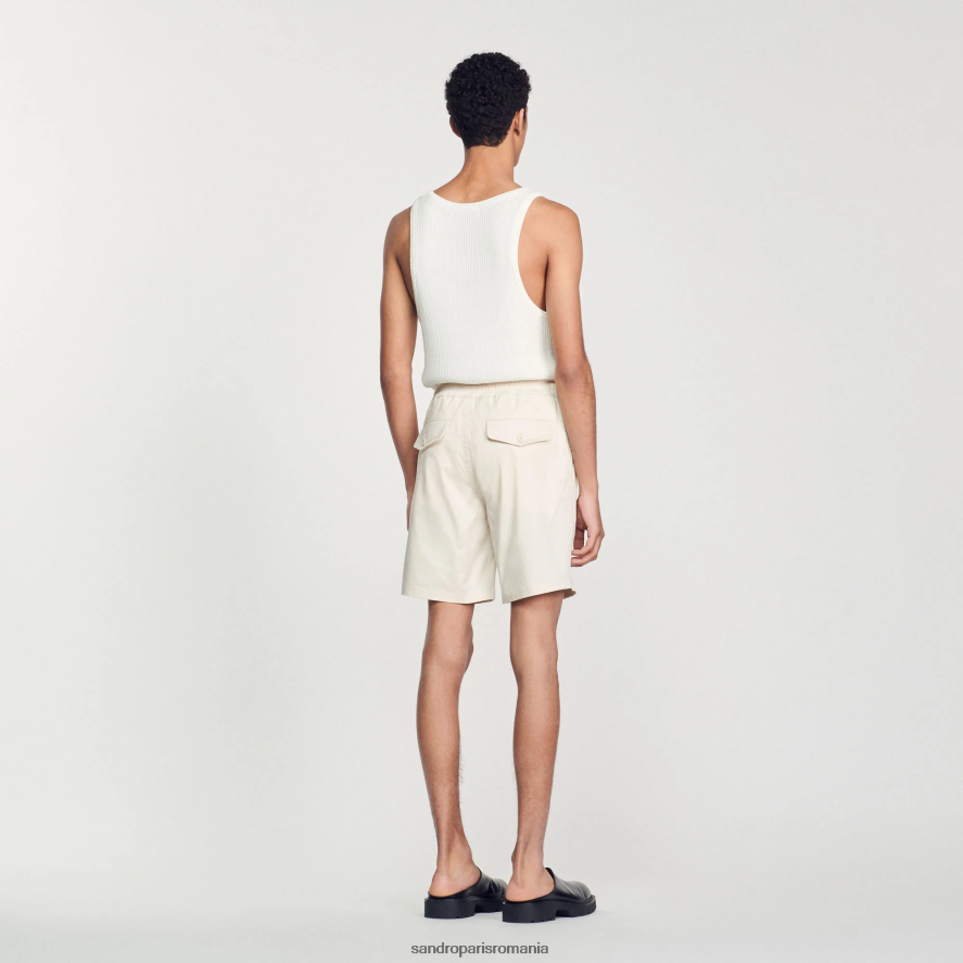 pantaloni scurți din bumbac bărbați ecru Sandro Paris îmbrăcăminte X8Z4NH774