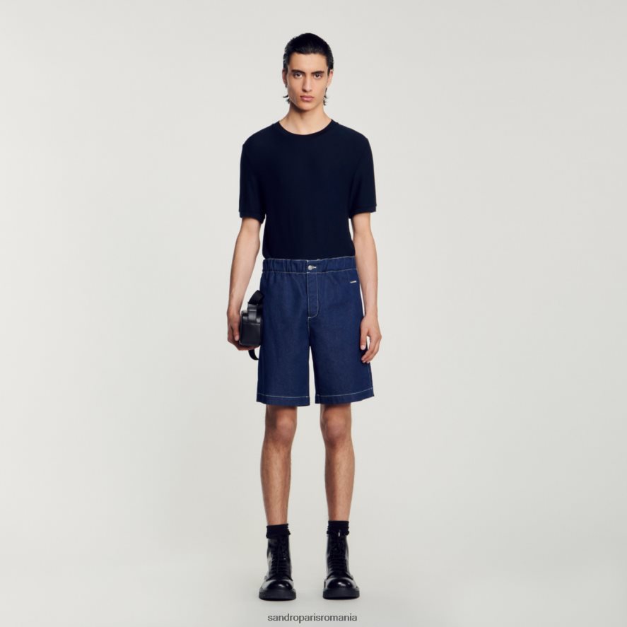 pantaloni scurți din denim bărbați raw-denim Sandro Paris îmbrăcăminte X8Z4NH604