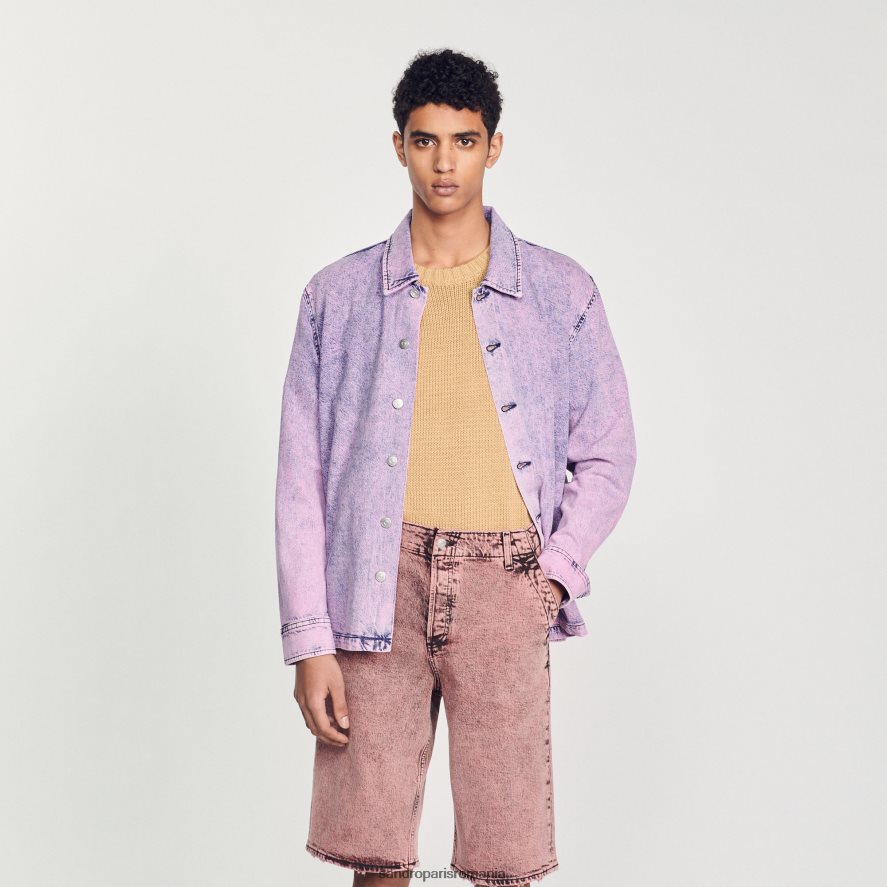 pantaloni scurți din denim largi bărbați roz Sandro Paris îmbrăcăminte X8Z4NH752