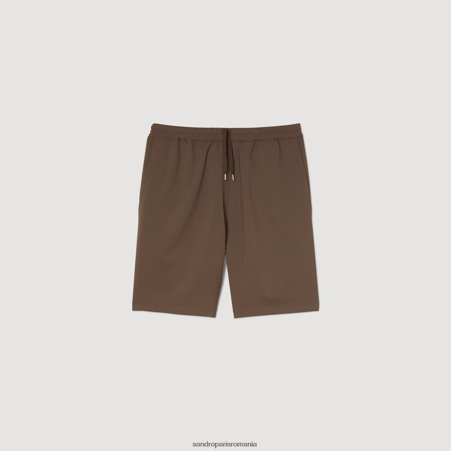 pantaloni scurți elastici bărbați taupe Sandro Paris îmbrăcăminte X8Z4NH649