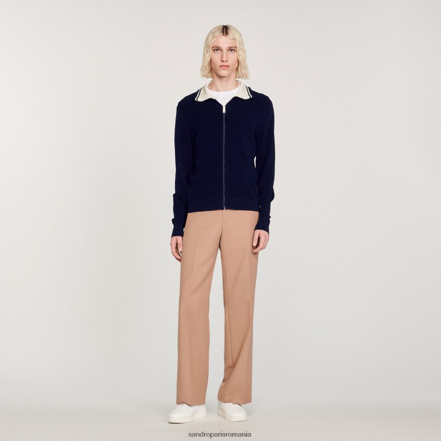 cardigan cu fermoar bărbați albastru marin Sandro Paris îmbrăcăminte X8Z4NH727