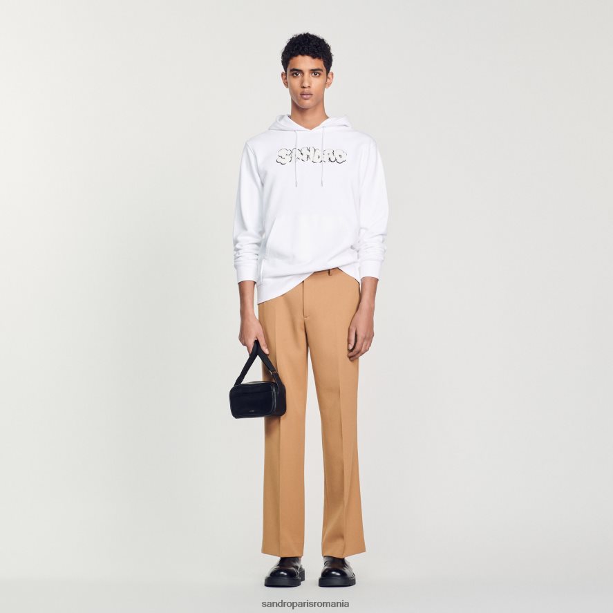 hanorac brodat bărbați alb Sandro Paris îmbrăcăminte X8Z4NH801