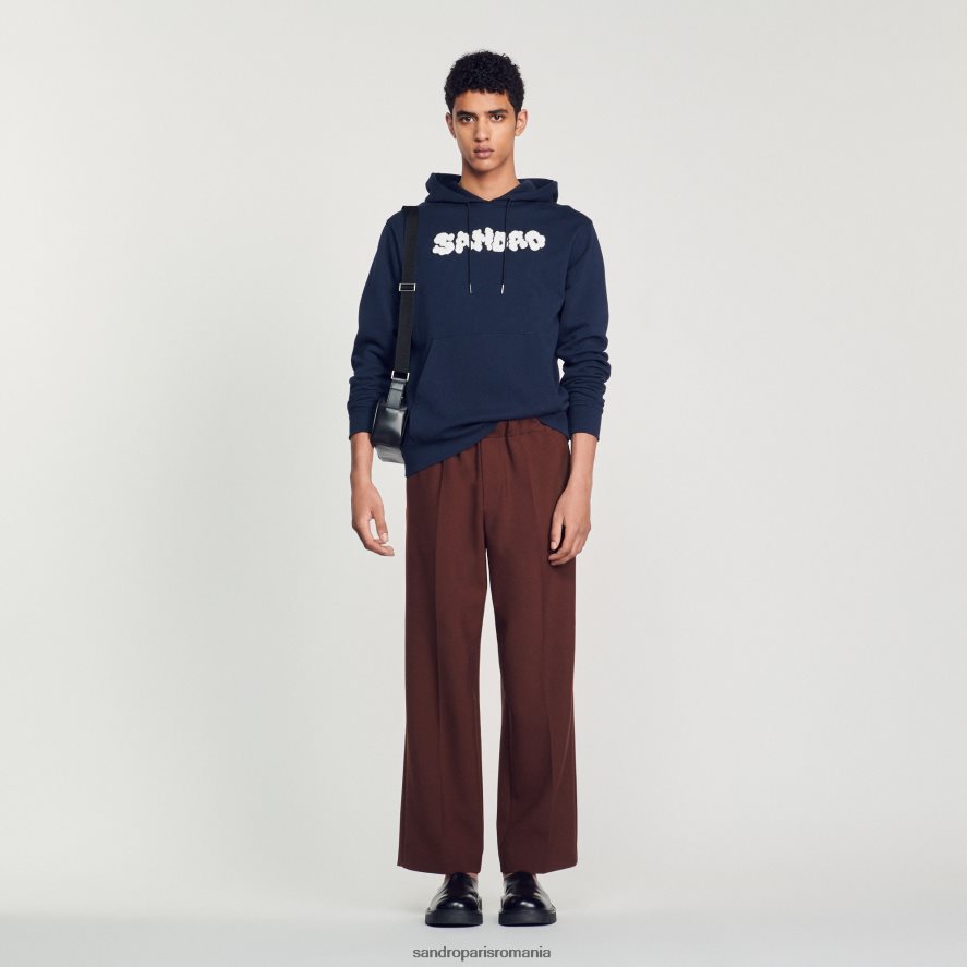 hanorac brodat bărbați albastru marin Sandro Paris îmbrăcăminte X8Z4NH740