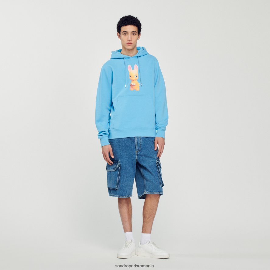hanorac cu imprimeu iepure bărbați albastru deschis Sandro Paris îmbrăcăminte X8Z4NH800